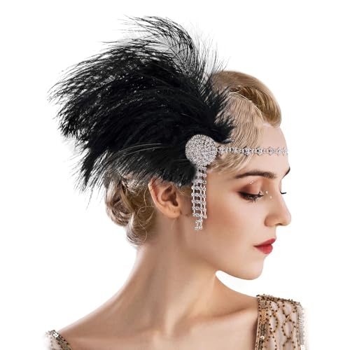 1920s Stirnband Damen, Feder 20er Jahre Haarschmuck Strass Kopfschmuck 20er Jahre Damen Vintage Feder Haarreif Feder Kopfschmuck 1920er Jahre Zubehör für Mädchen Kostüm Party von AffeGifts