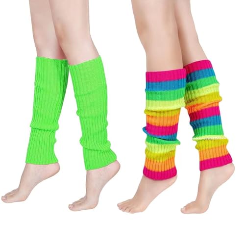 80er Stulpen Damen, 2 Paare Stulpen Damen Leg Warmers Stulpen Beinstulpen Damen Warm Stulpen 80er Jahre Damen für Frauen Teen Mädchen Retro 80er Jahre Thema Party Fancy Kleid Sport Yoga (B, M) von AffeGifts