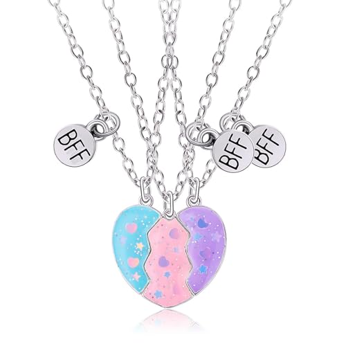 BFF Ketten für 3, Magnetherz Freundschaftsketten für 3 Freundschaftsarmbänder Beste Freunde Kette Freundschafts Ketten Best Friends Kette für Beste Freunde Graduierung Geburtstag Weihnachtsgeschenke von AffeGifts