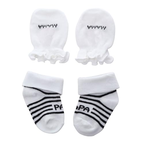 Baby Socken Geschenk Handschuhe Set, Babyparty Baby Sower Geschenk Mama Papa Süße Sockens und Anti-Kratz Neugeborene Handschuhe 0-3 Monate Babys Born Sockens für Babys Dusche Weihnachten Neujahr von AffeGifts