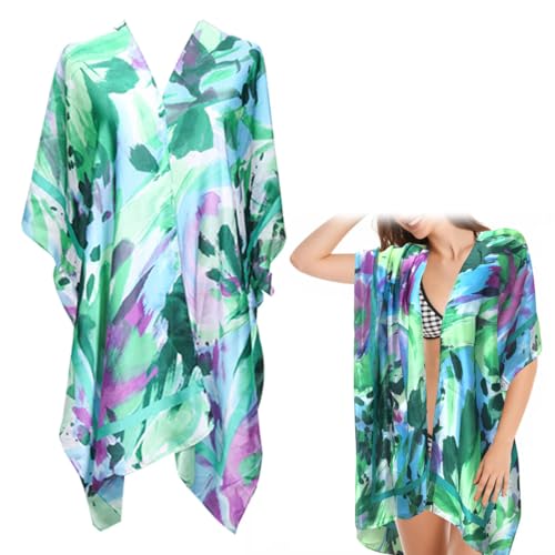 Bikini Cover-Ups für Frauen, Schöne Strandkimonos Wrap Sheer Cardigans für Frauen Blatt Gedruckt Bikini Schwimmen Sarong Strandbekleidung für den Sommerurlaub Schwimmbad von AffeGifts