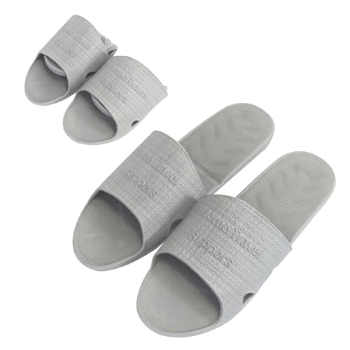 Reise Hausschuhe,Tragbare Duschschuhe Faltbare Sandalen Schnell Trocken Antirutsch Haus Badezimmer Dusche Hausschuhe (Grau, EU Schuhgrößensystem, Erwachsene, Herren, Numerisch (von/bis), M, 40, 44) von AffeGifts