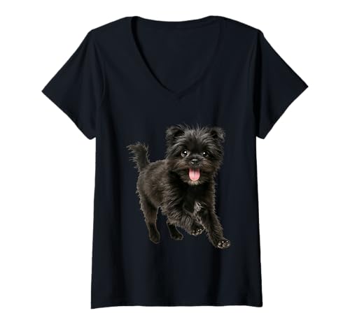 Damen Affenpinscher T-Shirt mit V-Ausschnitt Damen Affenpinscher T-Shirt mit V-Ausschnitt von Affenpinscher Dog