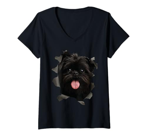 Damen Affenpinscher T-Shirt mit V-Ausschnitt Damen Affenpinscher T-Shirt mit V-Ausschnitt von Affenpinscher Dog
