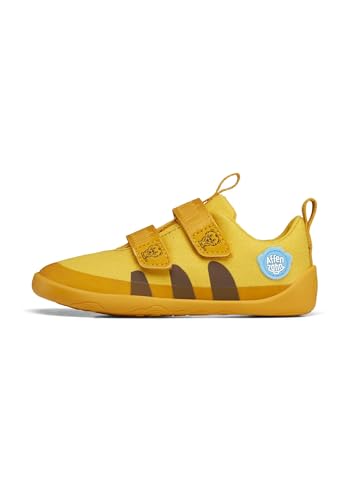 Affenzahn Barfußschuh Baumwolle Lucky Klettverschluss Vegan rutschfest Flexibel Reflektierend für den Sommer in Größe 21-32 Tiger - Gelb von Affenzahn