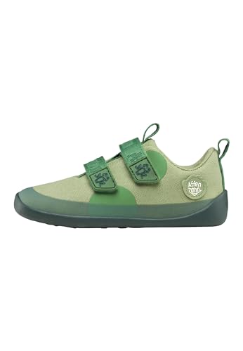 Affenzahn Barfußschuh Baumwolle Lucky Klettverschluss Vegan rutschfest Flexibel Reflektierend für den Sommer in Größe 21-32 Frosch - Grün von Affenzahn