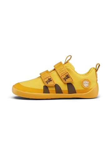 Affenzahn Barfußschuh Baumwolle Lucky Klettverschluss Vegan rutschfest Flexibel Reflektierend für den Sommer in Größe 21-32 Tiger - Gelb von Affenzahn