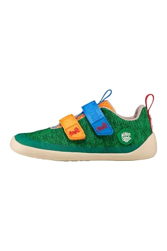 Affenzahn Barfußschuh Knit Happy mit Klettverschluss, Vegan, rutschfest, Flexibel, Reflektierend, besonders leicht in Größe 21-32 Affenzahn 10 Jahre - Grün von Affenzahn
