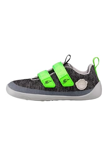 Affenzahn Barfußschuh Knit Happy mit Klettverschluss, Vegan, rutschfest, Flexibel, Reflektierend, besonders leicht in Größe 21-32 Panther - Grau von Affenzahn