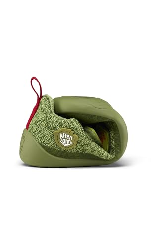 Affenzahn Barfußschuh Knit Happy mit Klettverschluss, Vegan, rutschfest, Flexibel, Reflektierend, besonders leicht in Größe 21-32 Drache - Grün von Affenzahn