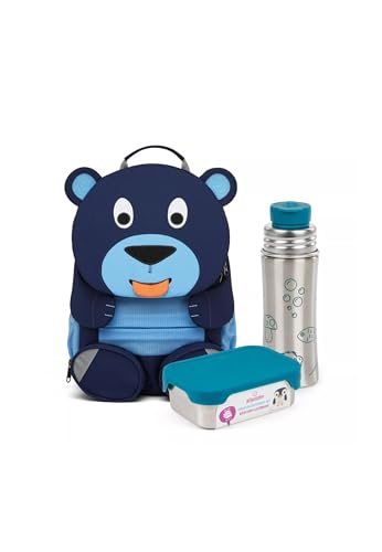 Affenzahn Großer Freund Bundle mit Trinkflasche und Brotdose Kita Rucksack Set von Affenzahn