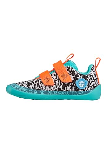Affenzahn Barfußschuh Knit Happy mit Klettverschluss, Vegan, rutschfest, Flexibel, Reflektierend, besonders leicht in Größe 21-32 Krabbe - Grün von Affenzahn
