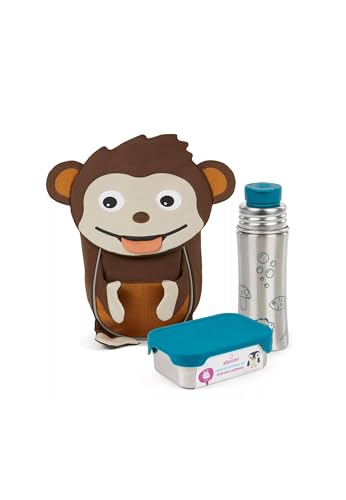 Affenzahn Kleiner Freund Bundle mit Trinkflasche und Brotdose, Kita Rucksack Set für 1-3 Jährige von Affenzahn