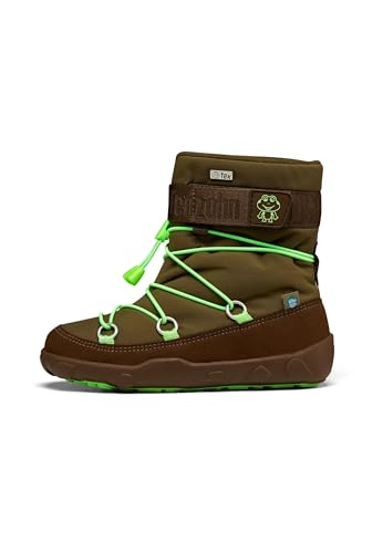 Affenzahn Schneestiefel Vegan Snowy wasserdicht, warm gefüttert, vegan, zum Reinschlüpfen, Größe 21-32 Frosch - Olive von Affenzahn