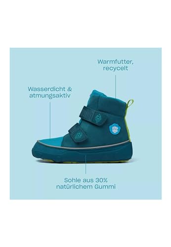 Affenzahn Winterstiefel Vegan Comfy warm gefüttert, wasserdicht vegan mit Kletterverschlüssen, Größe 21-32 Hai - Blau von Affenzahn