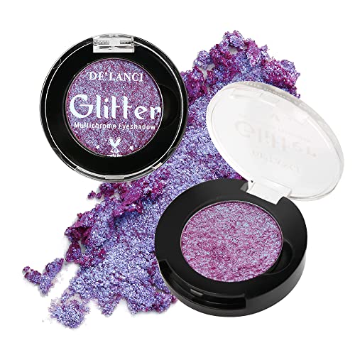 Afflano Mineralien Lidschatten Metallic Eyemazing Effekt, Intensiver Farbverschiebender Multichromer Glitzernder Lidschatten,Hochpigmentierter Elektrisch Lila Duochromer Chamäleon-Lidschatten -6C von Afflano