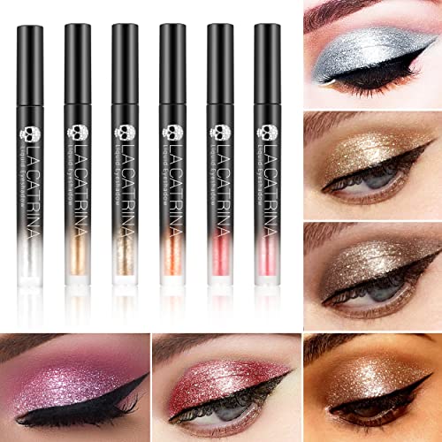 Afflano Flüssiger Glitzer Lidschatten Stift Augen Make-Up Set, Pigmentiert Glitter Flüssiger Lidschatten Stift Set, Lang Anhaltendes Gold Silber Rosa Pink Rot Braun Nude Metallic Schimmer Eyeshadow von Afflano