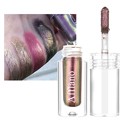 Multichrome Lidschatten Glitzer Flüssig, Afflano Hochpigmentierter Chamäleon Chrome Lidschatten Glitter Eye Make-Up, Langanhaltender Glitter Lidschatten Flüssige,Langanhaltende Metallic Lidschatten von Afflano