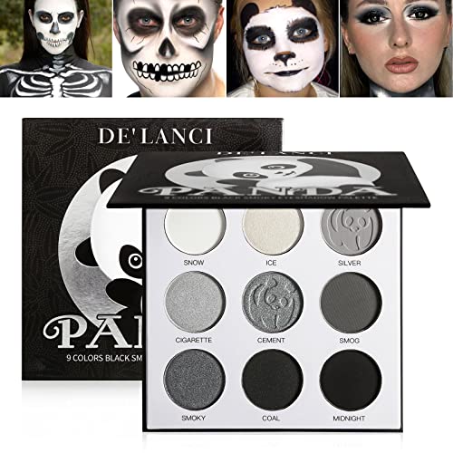 Schwarz Weiß Grau Silber Lidschatten Palette Hochpigmentierte, Afflano Dunkelgraue, Schwarze, Rauchige Eyeshadow-Make-UP-Palette, Langlebig für Tägliche Makeup, Kleine Mini Lidschattenpalette -Panda von Afflano