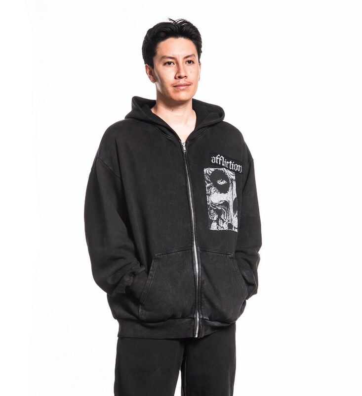 Affliction Kapuzenjacke - Misfits Skully - M bis XXL - für Männer - Größe L - schwarz  - Lizenziertes Merchandise! von Affliction