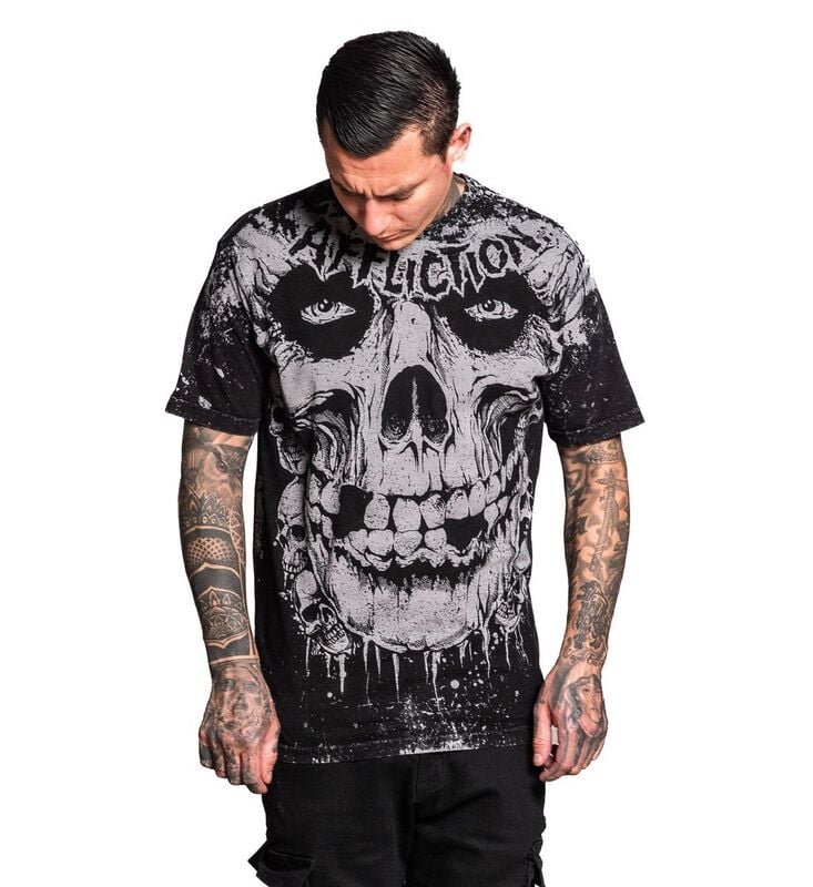 Affliction T-Shirt - Misfits Skully - M bis XXL - für Männer - Größe M - schwarz  - Lizenziertes Merchandise! von Affliction