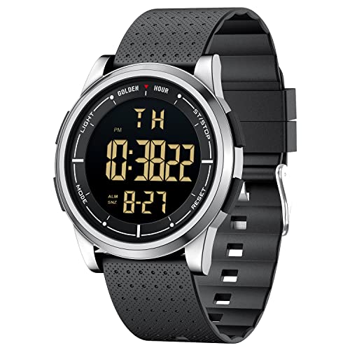 Affute Uhren Herren & Damen Minimalistisch Sport 5ATM Schwimmen Digital wasserdichte Armbanduhr, Ultra-Dünne Weitwinkel-Display Gummi-Armband Armbanduhr für Jungen Mädchen von Affute