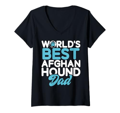 Damen Der Beste afghanische Hound Dad der Welt T-Shirt mit V-Ausschnitt von Afghan Hound Gifts