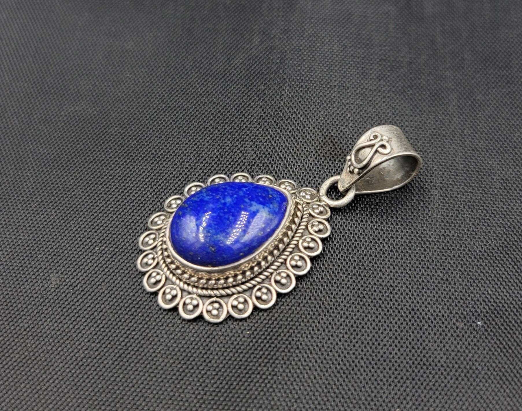 Sterling Vintage Silber Handgemachte Anhänger Mit Natürlichen Lapis Lazuli Stein Halskette Sterling Vintage Silber Handgemachte Anhänger Mit Natürlichen Lapis Lazuli Stein Halskette von AfghanJewelryShop