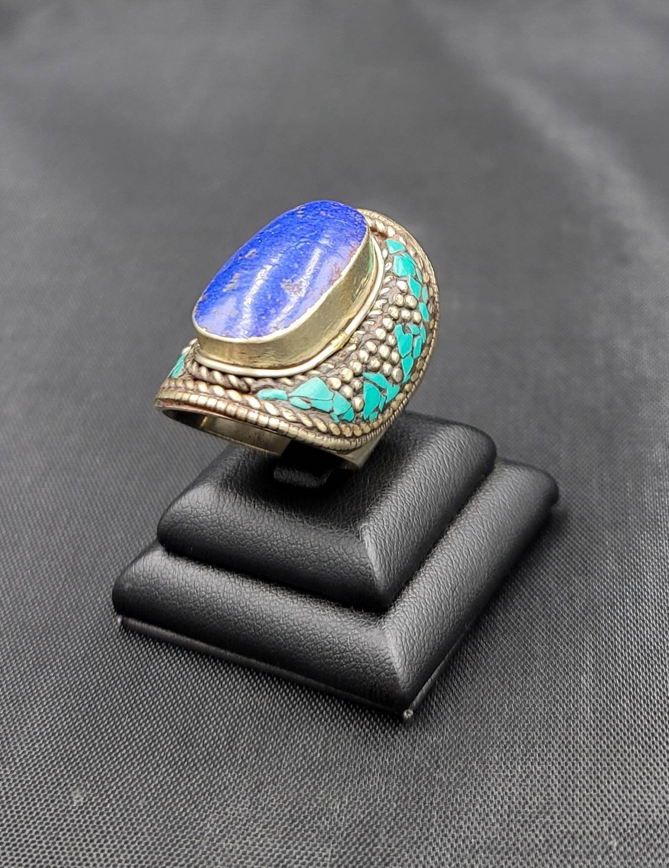 Wunderbare Vintage Boho Silber Ring Mit Natürlichen Lapis Lazuli Und Türkis Stein Wunderbare Vintage Boho Silber Ring Mit Natürlichen Lapis Lazuli Und Türkis Stein von AfghanJewelryShop