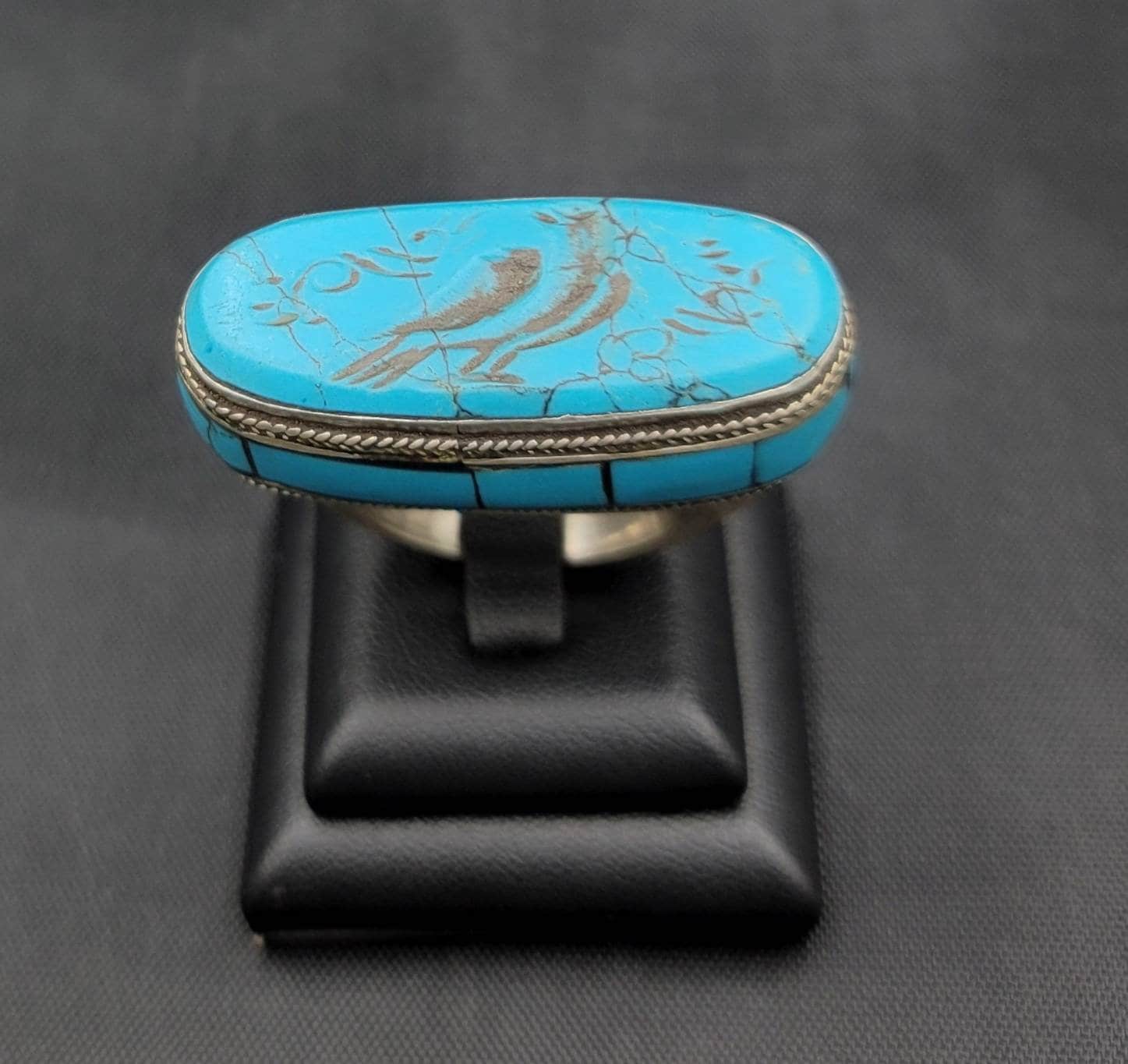 Schöne Antik Silber Einzigartige Türkis Ring Mit Vogel Intaglio Schöne Antik Silber Einzigartige Türkis Ring Mit Vogel Intaglio von AfghanJewelryShop