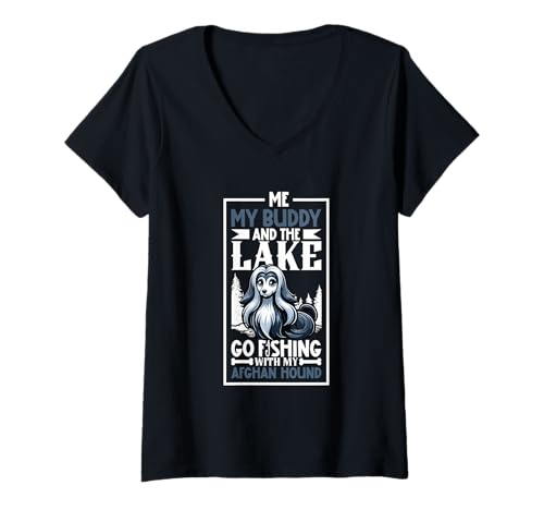 Damen Angeln und Afghanischer Windhund T-Shirt mit V-Ausschnitt Damen Angeln und Afghanischer Windhund T-Shirt mit V-Ausschnitt von Afghanischer Windhund Designs