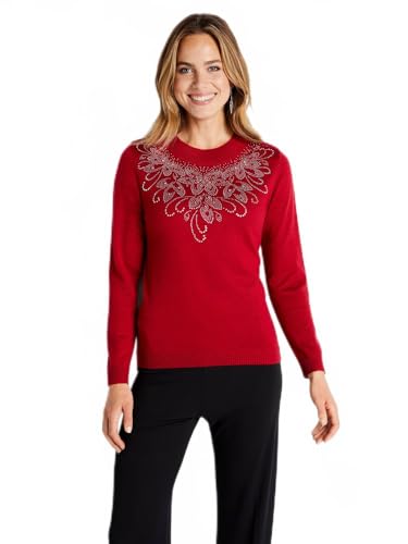 Afibel Weicher Pullover, Strass, Stehkragen, rot, XL von Afibel