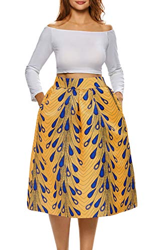 Afibi Damen Afrikanisch R cke Boho Plus Size Flare Faltenr cke Klein Muster 9 Afibi Damen Afrikanisch R cke Boho Plus Size Flare Faltenr cke Klein Muster 9 von Afibi