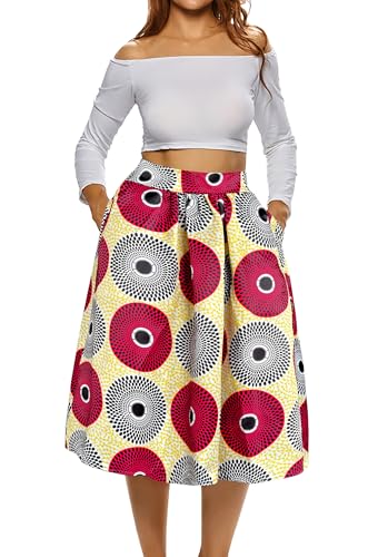 Afibi Damen Afrikanisch R cke Boho Plus Size Flare Faltenr cke Mittel Muster 11 von Afibi