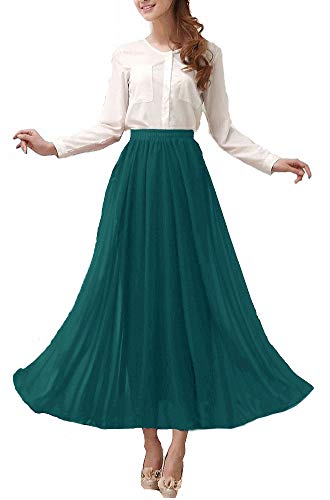 Afibi Damen Chiffon Retro langer Maxi Rock-Weinlese-Kleid Klein Jaspis von Afibi