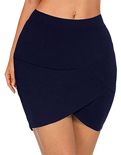 Afibi Damen Mini-Bleistiftrock mit hoher Taille über dem Knie, Stretch, figurbetont, marineblau, Groß von Afibi