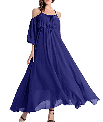 Afibi Damen Off Schulter lange Chiffon- beil ufige Kleid-Maxi Abendkleid X-Large Navy blau von Afibi