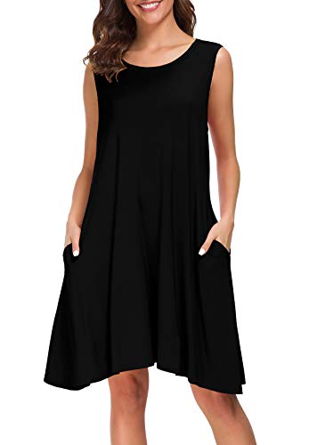 Afibi Damen Sommer ärmellos Casual T-Shirt Kleider lose Strand Cover Up Tank Kleid - Schwarz - Mittel Afibi Damen Sommer ärmellos Casual T-Shirt Kleider lose Strand Cover Up Tank Kleid - Schwarz - Mittel von Afibi