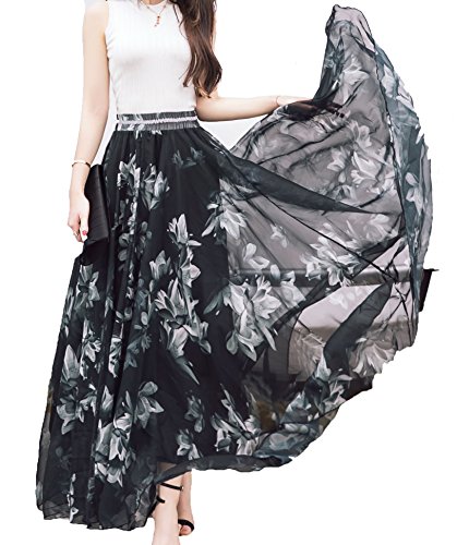 Afibi Langer Maxi-Chiffon-Rock für Damen, lang, knöchellang, für den Strand, Design A, Mittel von Afibi