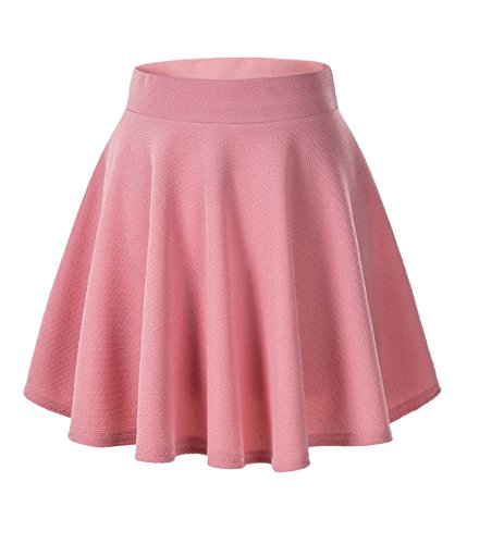 Afibi Mädchen-beiläufiger Mini-Ausdehnungs-Taille Flared einfacher gefalteter Schlittschuhläufer-Rock (M, Rosa) von Afibi