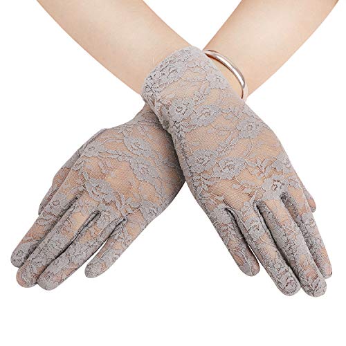 Afinder Damen Kurz Spitzenhandschuhe Fingerhandschuhe Brauthandschuhe Sommer Spitze Sonnenschutz Anti UV Handschuhe Hochzeithandschuhe Fahrradhandschuhe von Afinder