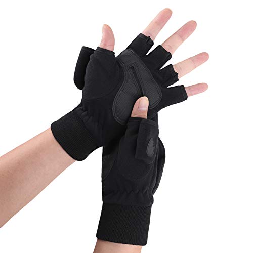 AfinderDE Herren Winter Polar-Fleece Halbfinger Handschuhe Touchscreen Handschuhe Multifunktional Winterhandschuhe Thermal Warm Fäustlingehandschuhe Fingerhandschuhe Fingerless Handschuhe mit Flip Top von AfinderDE