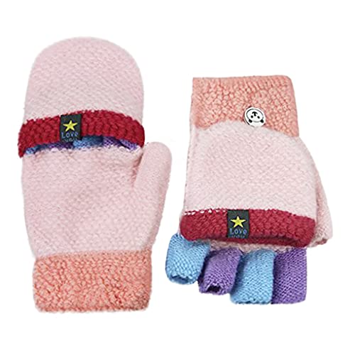 AfinderDE Kinder Fausthandschuhe Mädchen jungen Abnehmbare Klappe Strickhandschuhe Fäustlinge Handschuhe Fingerhandschuhe Fingerlos Halb Handschuhe Strick Handschuhe Winterhandschuhe von AfinderDE