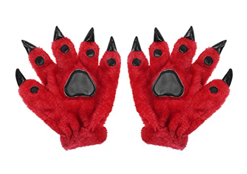 AfinderDE Kinder Fingerhandschuhe Tiertatzen Handschuhe Winterhandschuhe Warme Plüsch Tierpfote Gloves Cartoon Party Spielzeug Kostüm Handschuhe Weihnachtageschenk von AfinderDE