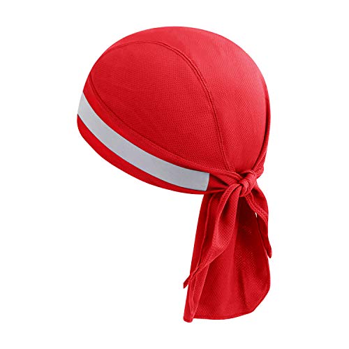 AfinderDE Unisex Bandana Cap Leichte Sommer Unterhelm Mütze UV Schutz Helmmütze Kopftuch Atmungsaktive Kopfbedeckung Biker Hat Biketuchz mit Reflektorbänder für Biking Fahrrad Motorrad Radsport von AfinderDE