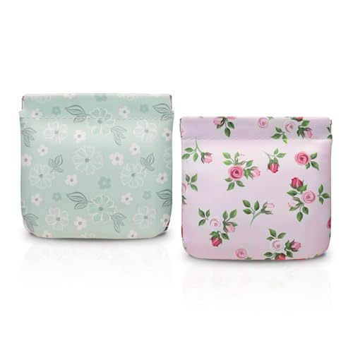 AfitLulu 2 x PU-Geldbörse mit Blumenmuster, 11,4 cm, automatischer Pop-Up-Verschluss, tragbare Geldbörse für Damen, saisonales Blumenmuster, Lippenstift, Mini-Make-up-Tasche, Rosa und Blau, kleine AfitLulu 2 x PU-Geldbörse mit Blumenmuster, 11,4 cm, automatischer Pop-Up-Verschluss, tragbare Geldbörse für Damen, saisonales Blumenmuster, Lippenstift, Mini-Make-up-Tasche, Rosa und Blau, kleine von AfitLulu