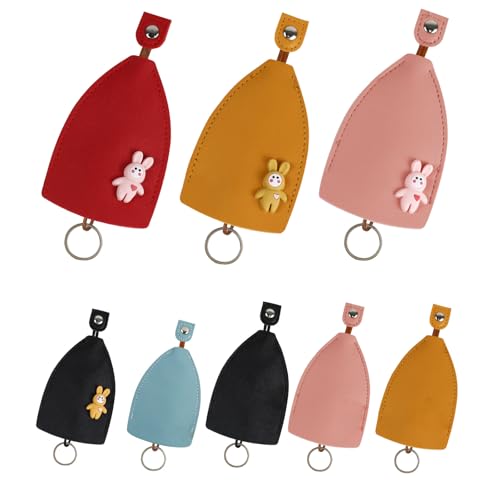 AfitLulu 8 Stücke Schlüsseletui PU Leder Schlüsseltasche Hülse für Hausschlüssel, Modisch Autoschlüssel Kreativer Auszieh-Stil Schlüsseltasche mit Schlüsselring für Damen Herren (Stil 6) von AfitLulu