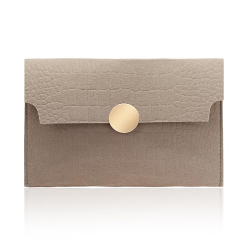 AfitLulu Clutch Handtaschen Damen, Filz Umschlag Clutch Wallet Modisch Abendtasche, Lässig Damen-Geldbörsen mit Spiegel Magnetverschluss für Party Bankett (Braun) von AfitLulu