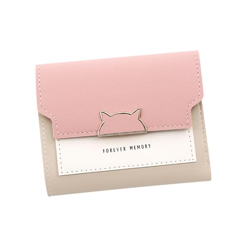 AfitLulu Damen-Geldbörse, PU-Leder, kleine Geldbörsen für Damen, Farbblockierung, kleine Geldbörse, modische Damengeldbörse mit mehreren Steckplätzen und Ausweisfenster für Karten, Fotos, rose, 11.6 * von AfitLulu