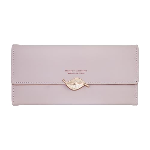 AfitLulu Damen-Geldbörsen, PU-Leder, Damen-Geldbörse mit Blatt-Druckknopf-Dekoration und Münzfach mit Reißverschluss, dreifach gefaltet, stilvolle Clutch-Geldbörse für Damen, für 9 Kreditkartenfächer AfitLulu Damen-Geldbörsen, PU-Leder, Damen-Geldbörse mit Blatt-Druckknopf-Dekoration und Münzfach mit Reißverschluss, dreifach gefaltet, stilvolle Clutch-Geldbörse für Damen, für 9 Kreditkartenfächer von AfitLulu